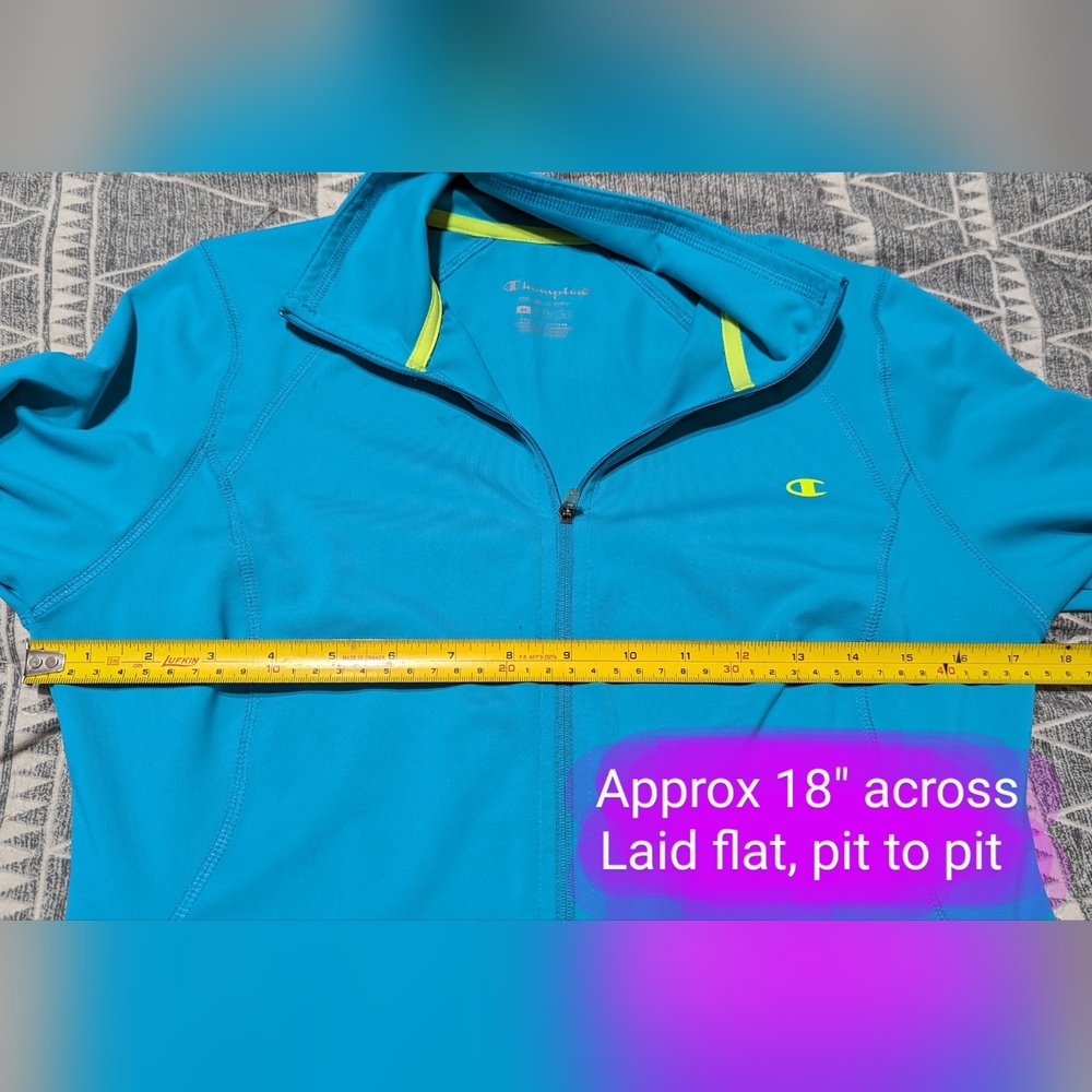 Champion Blue Teal/Turquoise Full Zip Mock Neck Running Jacket Size Medium GUC - Picture 6 of 12